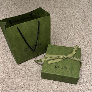 Gucci Olive Green Gift Bag and Box Set